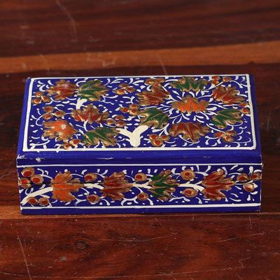 Alternate image for Tree-Themed Sapphire and Golden Papier Mache Decorative Box Sapphire Nature