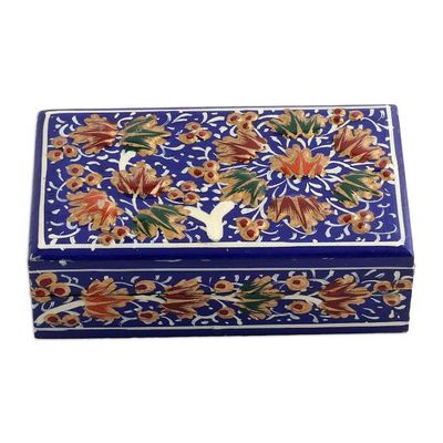 Alternate image for Tree-Themed Sapphire and Golden Papier Mache Decorative Box Sapphire Nature