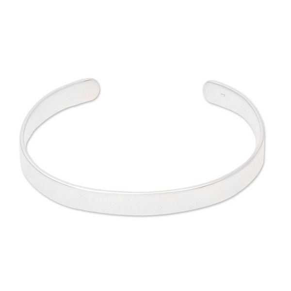 Alternate image for Simple Sterling Silver Cuff Bracelet from India Simple Gleam