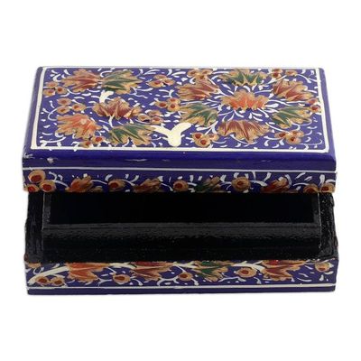 Alternate image for Tree-Themed Sapphire and Golden Papier Mache Decorative Box Sapphire Nature