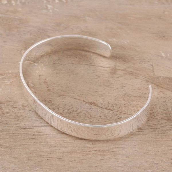 Alternate image for Simple Sterling Silver Cuff Bracelet from India Simple Gleam