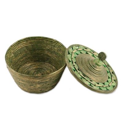 Alternate image for Green Recycled Paper Decorative Basket from India Eco Green