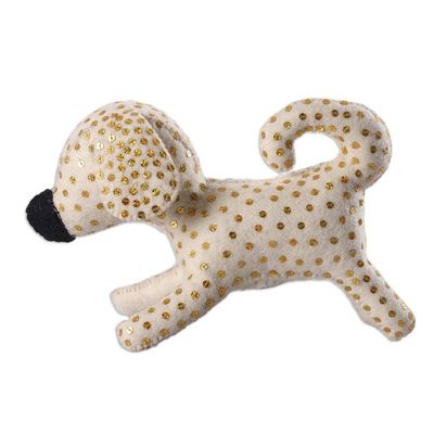 Alternate image for White Puppy Wool Felt Tree Topper with Golden Sequins Heavens Puppy