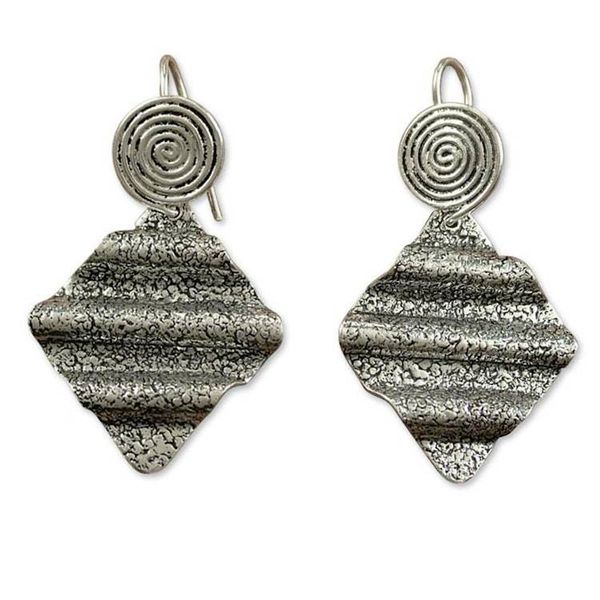 Alternate image for Sterling silver dangle earrings Ripples