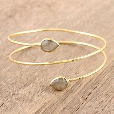 Alternate image for Gold-Plated Sterling Silver and Labradorite Cuff Bracelet Golden Drop