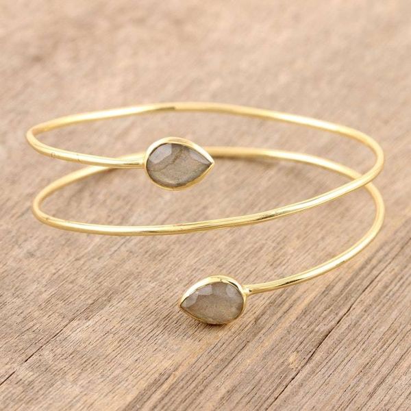Alternate image for Gold-Plated Sterling Silver and Labradorite Cuff Bracelet Golden Drop