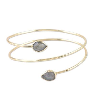 Alternate image for Gold-Plated Sterling Silver and Labradorite Cuff Bracelet Golden Drop