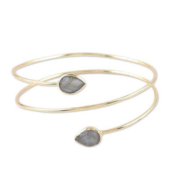 Alternate image for Gold-Plated Sterling Silver and Labradorite Cuff Bracelet Golden Drop