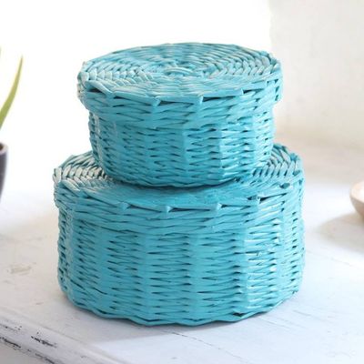 Alternate image for Eco-Friendly Recycled Paper Baskets from India Pair Hello World