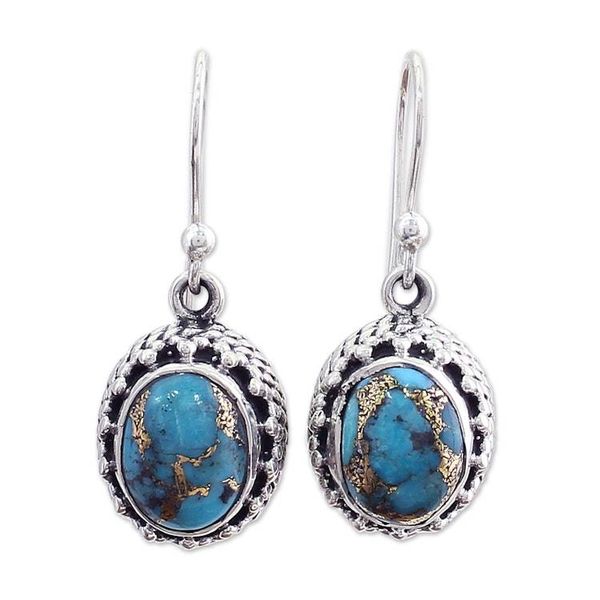 Alternate image for Hand Made Sterling Silver Earrings from India Mystical Blue