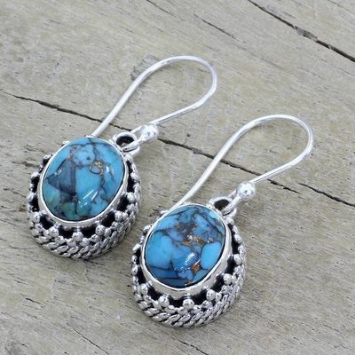 Alternate image for Hand Made Sterling Silver Earrings from India Mystical Blue
