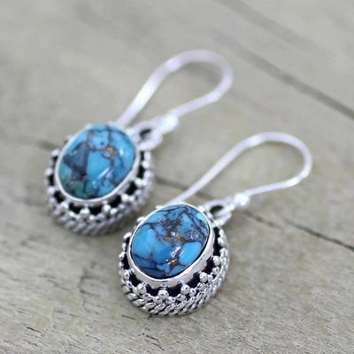 Alternate image for Hand Made Sterling Silver Earrings from India Mystical Blue