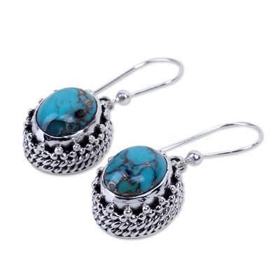 Alternate image for Hand Made Sterling Silver Earrings from India Mystical Blue
