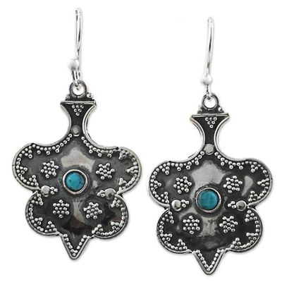 Alternate image for Hand Made Sterling Silver Dangle Earrings from India Graceful Mughal Spades