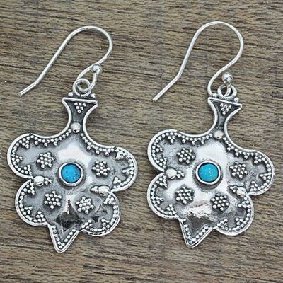 Alternate image for Hand Made Sterling Silver Dangle Earrings from India Graceful Mughal Spades