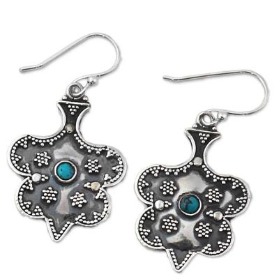 Alternate image for Hand Made Sterling Silver Dangle Earrings from India Graceful Mughal Spades
