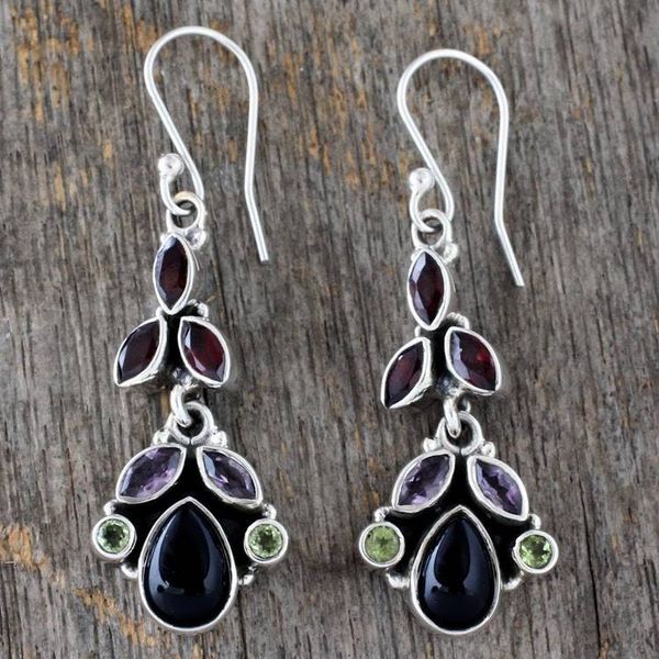 Alternate image for Natural Gemstone Earrings Sterling Silver Jewelry from India Abundance