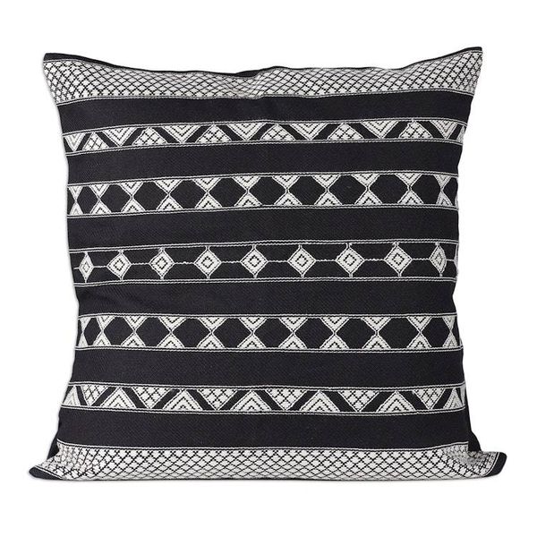 Alternate image for Patterned Black and White Cotton Cushion Covers Pair Midnight Geometry