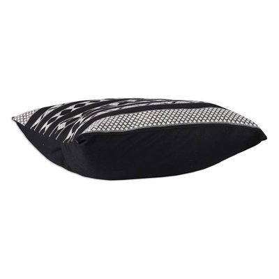 Alternate image for Patterned Black and White Cotton Cushion Covers Pair Midnight Geometry