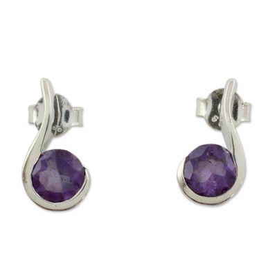 Alternate image for Amethyst and Sterling Silver Indian Earrings Grape Droplet