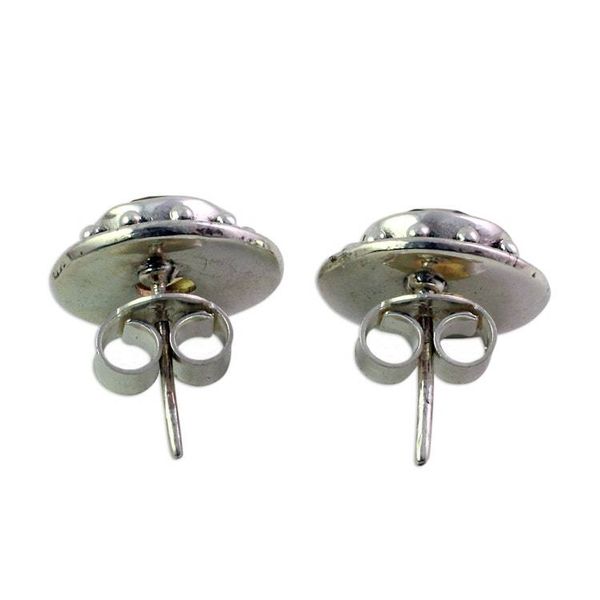 Alternate image for Hand Made Faceted Citrine Button Earrings from India Indian Elegance in Yellow