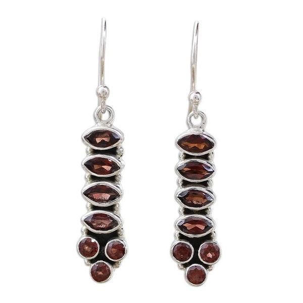 Alternate image for Handcrafted Sterling Silver and Garnet Earrings Incandescent Passion