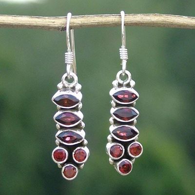 Alternate image for Handcrafted Sterling Silver and Garnet Earrings Incandescent Passion