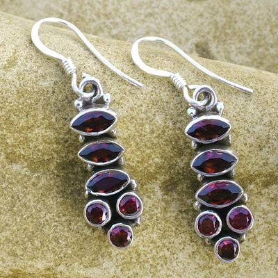 Alternate image for Handcrafted Sterling Silver and Garnet Earrings Incandescent Passion