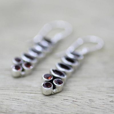 Alternate image for Handcrafted Sterling Silver and Garnet Earrings Incandescent Passion