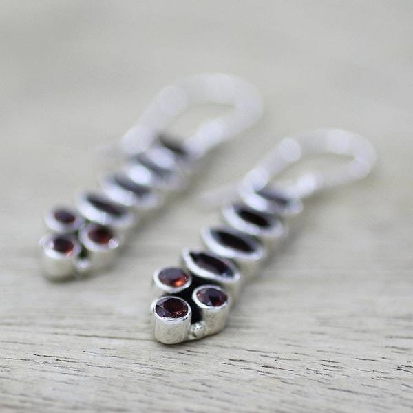 Alternate image for Handcrafted Sterling Silver and Garnet Earrings Incandescent Passion