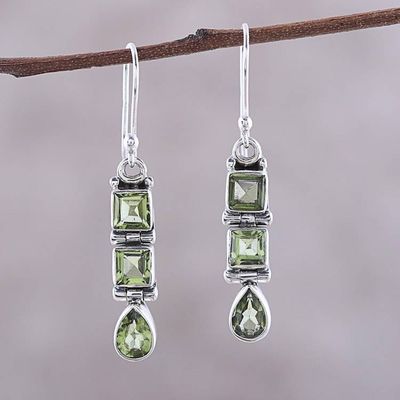 Alternate image for 3.8-Carat Faceted Peridot Dangle Earrings from India Creativity