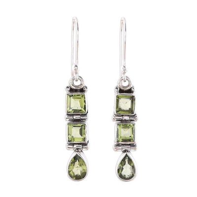 Alternate image for 3.8-Carat Faceted Peridot Dangle Earrings from India Creativity