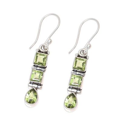 Alternate image for 3.8-Carat Faceted Peridot Dangle Earrings from India Creativity