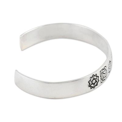 Alternate image for Sterling Silver Chakra Cuff Bracelet Chakra Charm