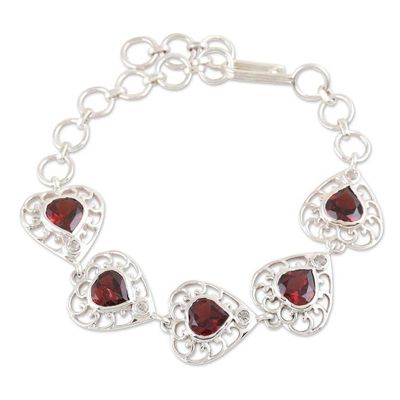 Alternate image for Romantic Sterling Silver Garnet and Topaz Link Bracelet Strong Ties