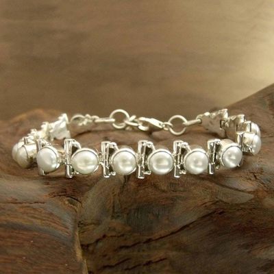 Alternate image for Womens Jewelry Bridal Sterling Silver Pearl Bracelet Pure Chic
