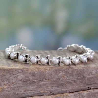 Alternate image for Womens Jewelry Bridal Sterling Silver Pearl Bracelet Pure Chic