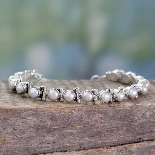 Alternate image for Womens Jewelry Bridal Sterling Silver Pearl Bracelet Pure Chic