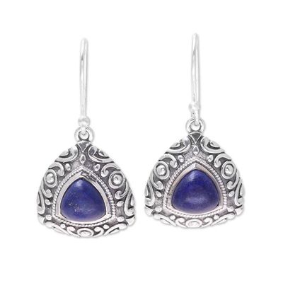 Alternate image for Sterling Silver and Lapis Lazuli Pyramid Dangle Earrings Deep Blue Pyramids