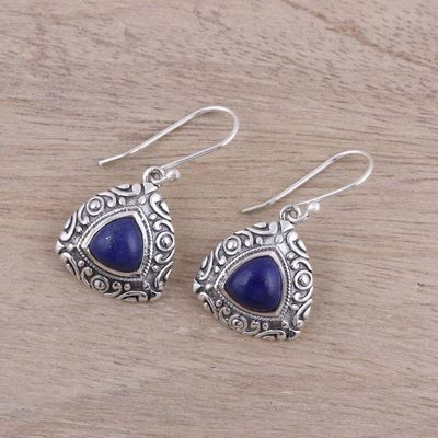 Alternate image for Sterling Silver and Lapis Lazuli Pyramid Dangle Earrings Deep Blue Pyramids