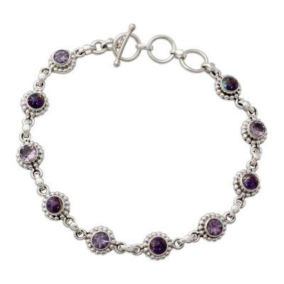 Alternate image for Amethyst Sterling Silver and Composite Turquoise Bracelet Petite Flowers