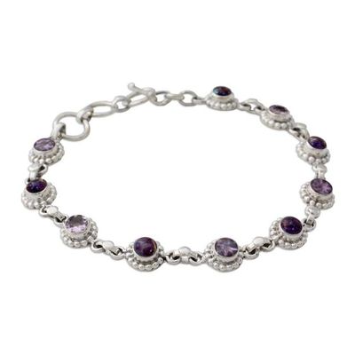 Alternate image for Amethyst Sterling Silver and Composite Turquoise Bracelet Petite Flowers