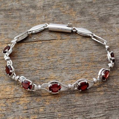 Alternate image for Garnet and Sterling Silver Tennis Bracelet Scarlet