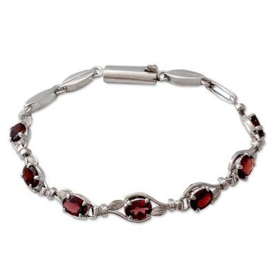 Alternate image for Garnet and Sterling Silver Tennis Bracelet Scarlet