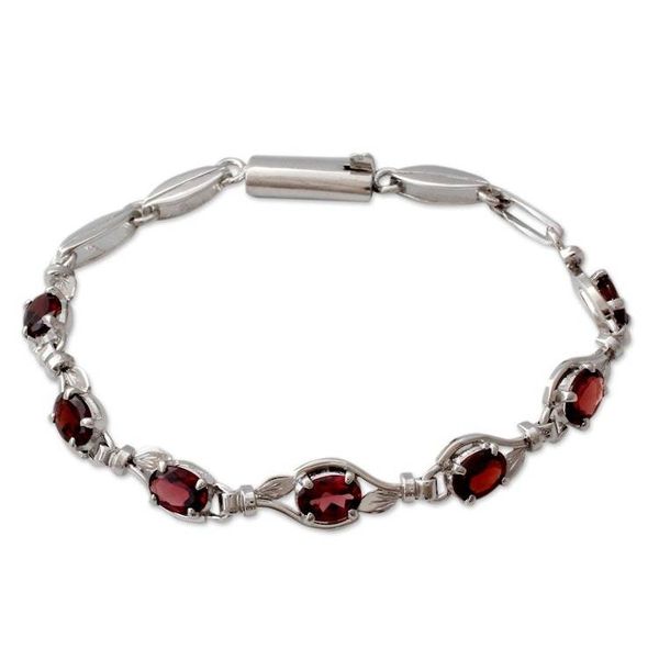 Alternate image for Garnet and Sterling Silver Tennis Bracelet Scarlet