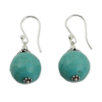 Alternate image for Hand Crafted Blue-Green Calcite and Sterling Silver Earrings Serene Blue