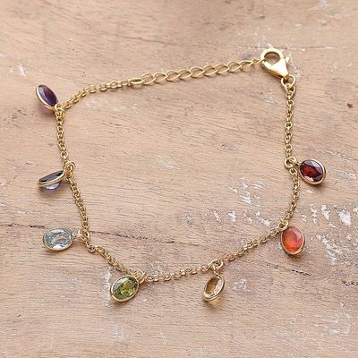 Alternate image for 22k Gold-plated Charm Bracelet with Two-Carat Faceted Jewels Sweet Golden Souls