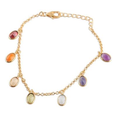 Alternate image for 22k Gold-plated Charm Bracelet with Two-Carat Faceted Jewels Sweet Golden Souls