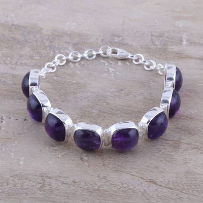 Alternate image for Elegant Amethyst Link Bracelet Crafted in India Elegant Allure