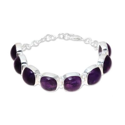 Alternate image for Elegant Amethyst Link Bracelet Crafted in India Elegant Allure